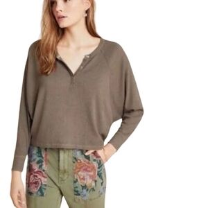 Anthropologie Chaser Olive Henrietta Henley Top Size M